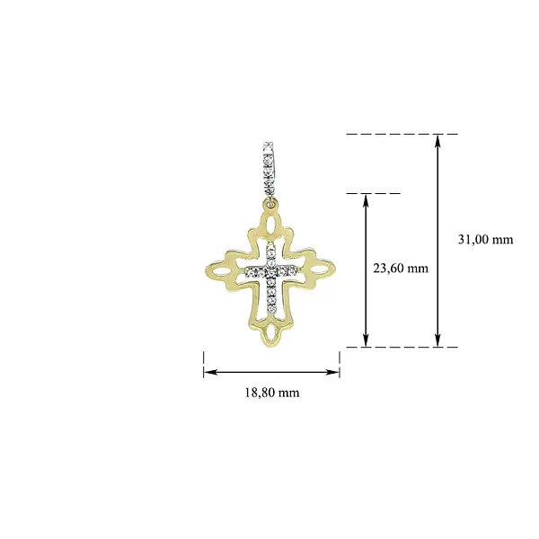 Kreuz mit Zirkonen in Gold