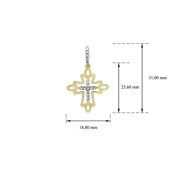 Kreuz mit Zirkonen in Gold