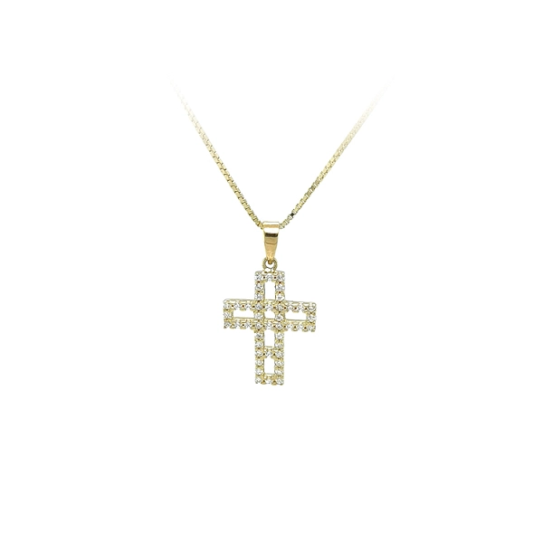 Gold-Anhänger Kreuz mit Zirkonen