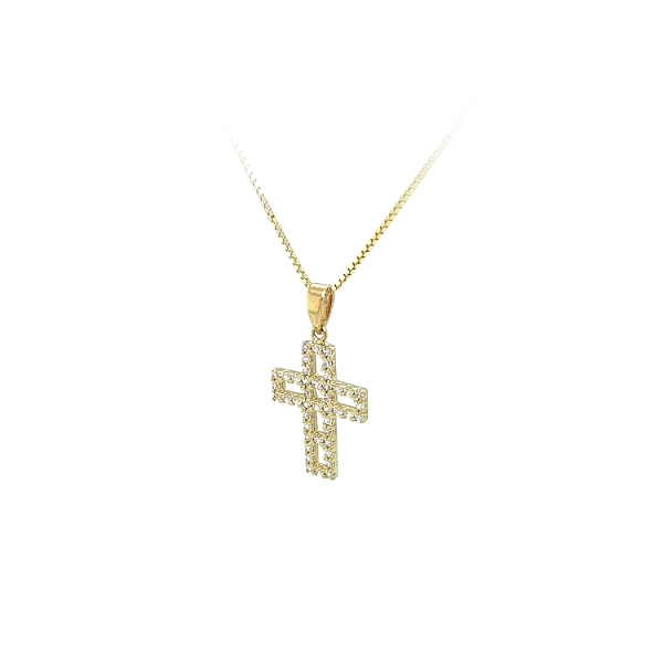 Gold-Anhänger Kreuz mit Zirkonen