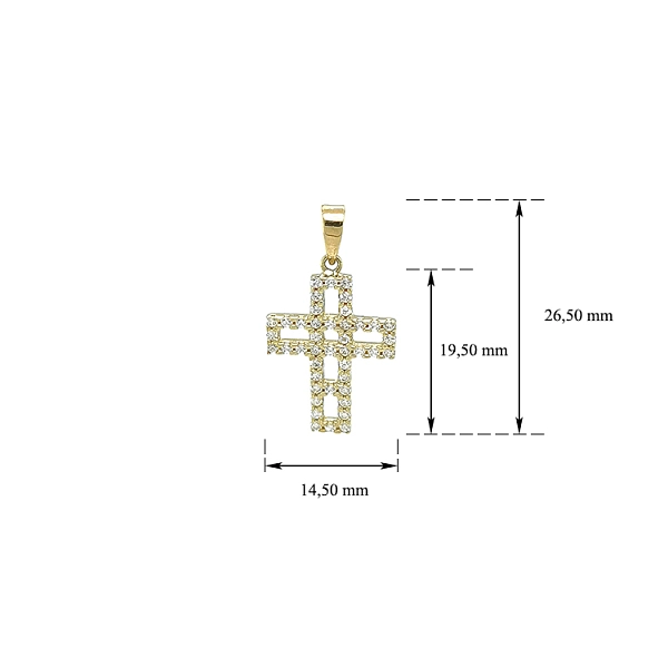 Gold-Anhänger Kreuz mit Zirkonen