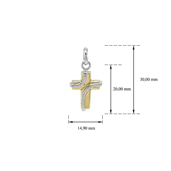Anhänger Kreuz aus kombiniertem Gold