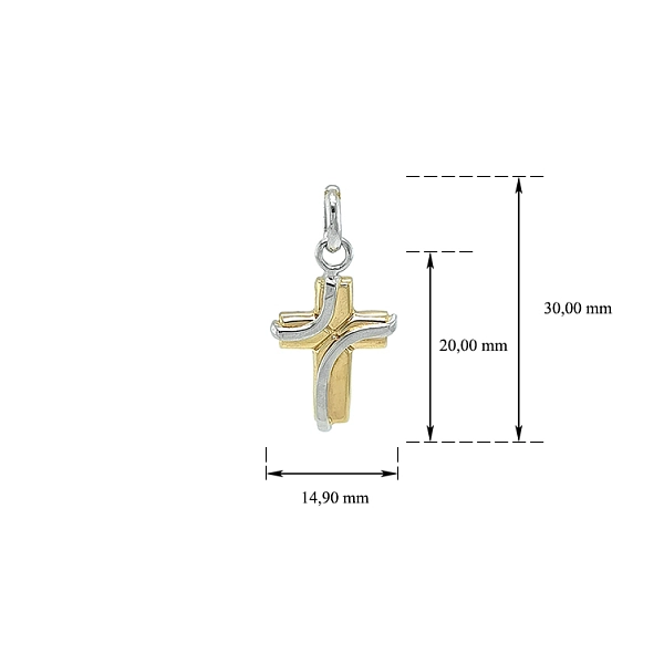 Anhänger Kreuz aus kombiniertem Gold