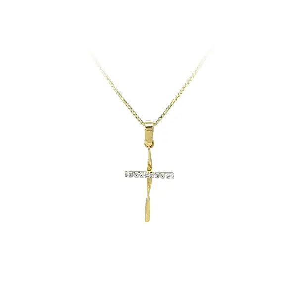 Anhänger Kreuz mit Zirkonen in Gold