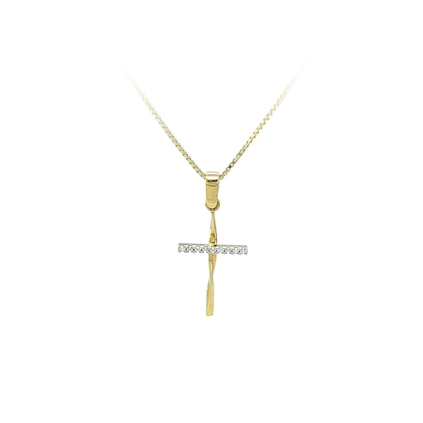 Anhänger Kreuz mit Zirkonen in Gold