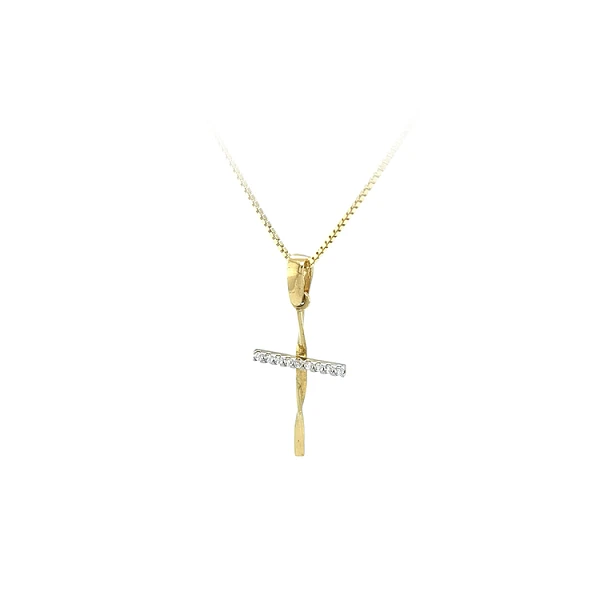 Anhänger Kreuz mit Zirkonen in Gold