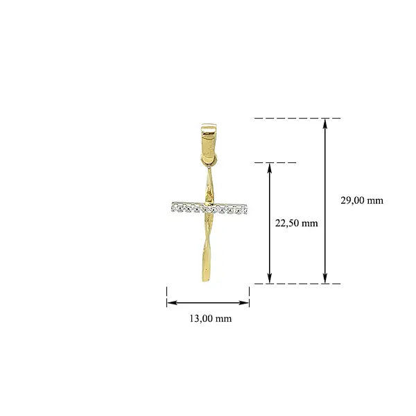 Anhänger Kreuz mit Zirkonen in Gold