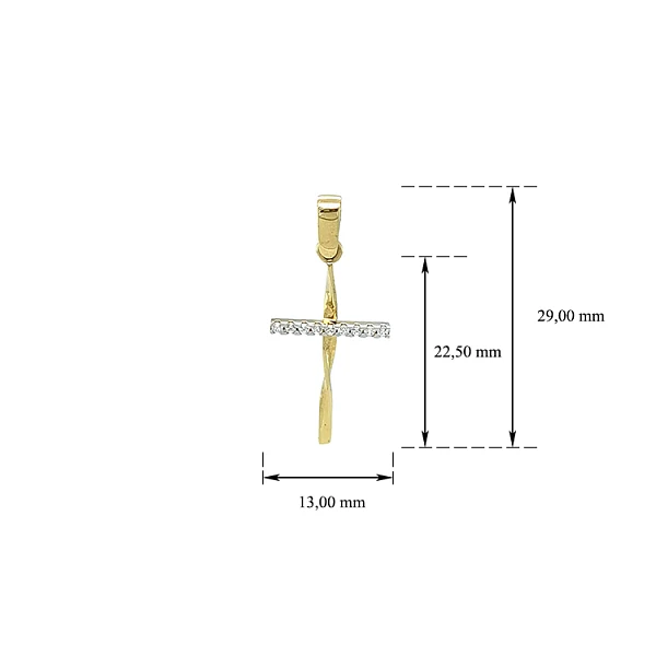 Anhänger Kreuz mit Zirkonen in Gold
