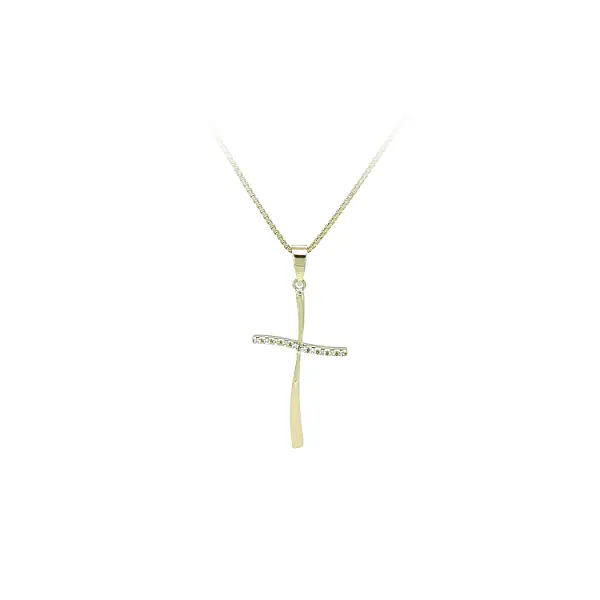 Gold-Anhänger Kreuz mit Zirkonen
