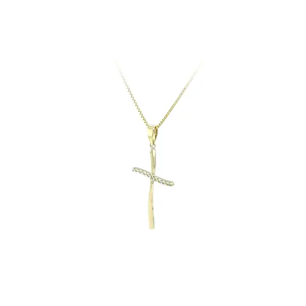 Gold-Anhänger Kreuz mit Zirkonen