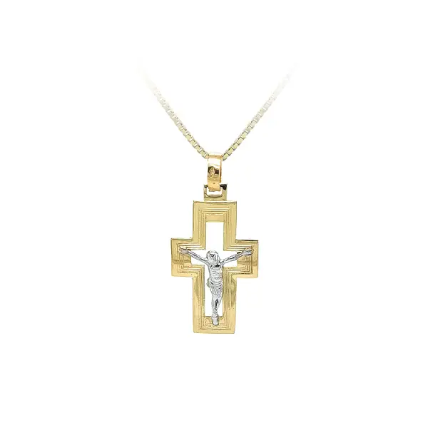 Gold-Anhänger Kreuz mit Jesus Christus