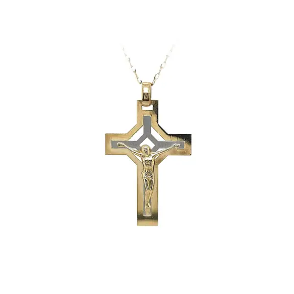 Gold-Anhänger Kreuz mit Jesus Christus