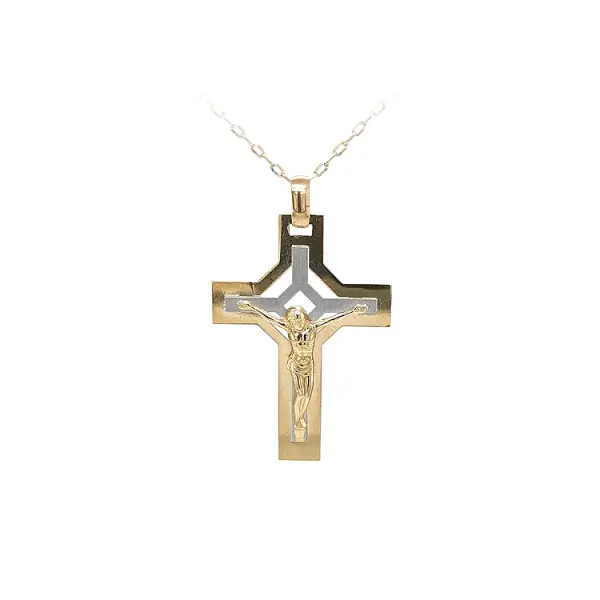 Gold-Anhänger Kreuz mit Jesus Christus