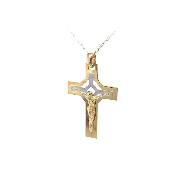 Gold-Anhänger Kreuz mit Jesus Christus