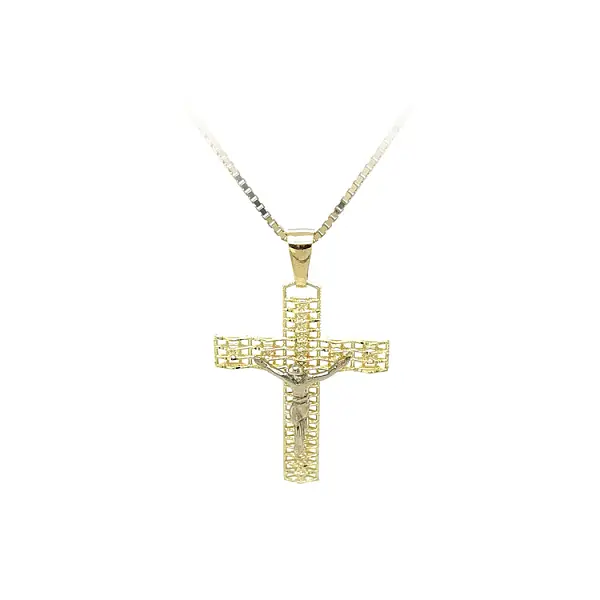 Gold-Anhänger Kreuz mit Jesus Christus