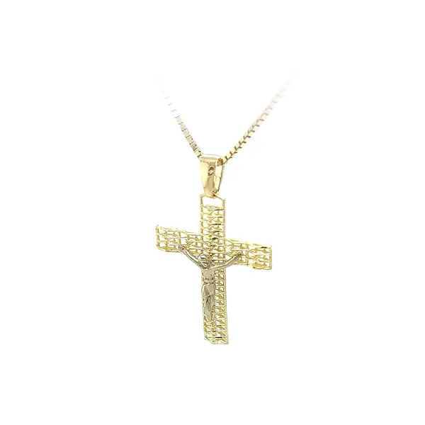 Gold-Anhänger Kreuz mit Jesus Christus