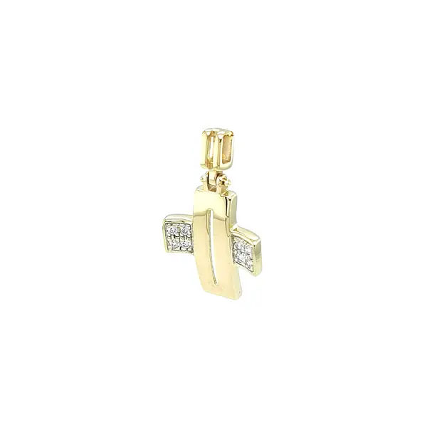 Gold-Anhänger Kreuz mit Zirkonen