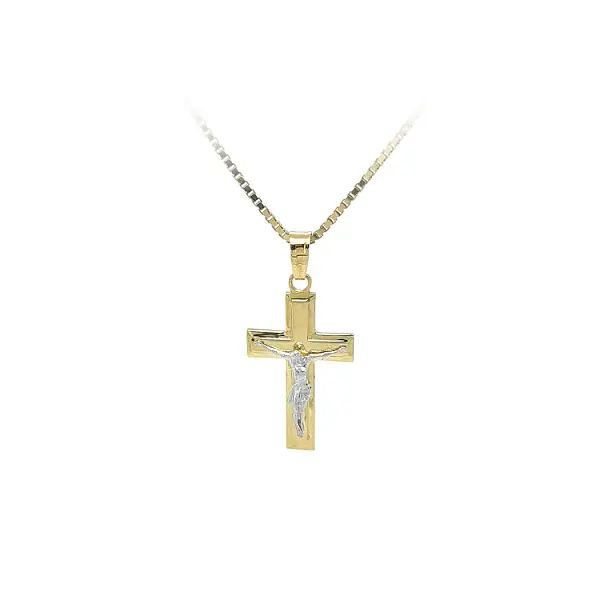 Gold-Anhänger Kreuz mit Jesus Christus