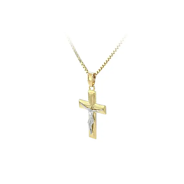 Gold-Anhänger Kreuz mit Jesus Christus