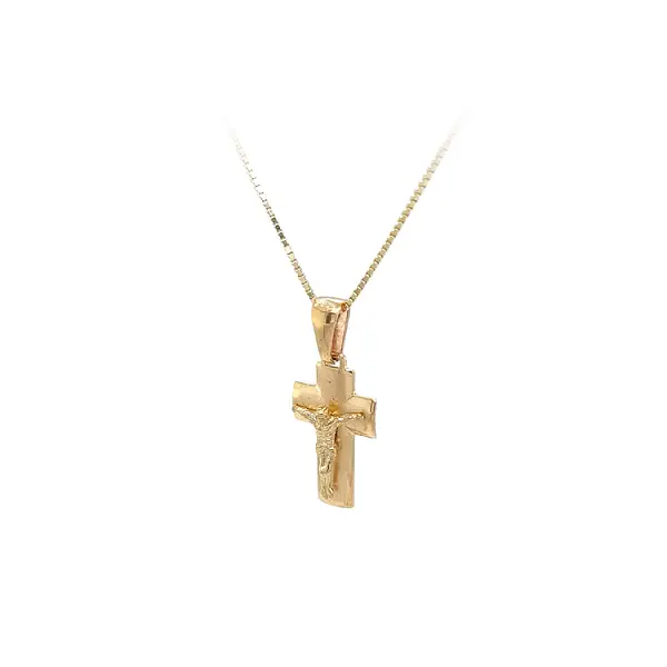 Gold-Anhänger Kreuz mit Jesus Christus