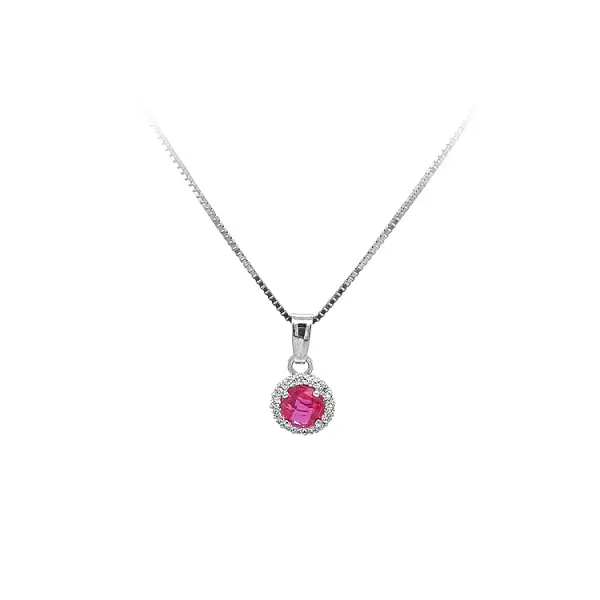 Anhänger mit rotem Stein aus Weißgold