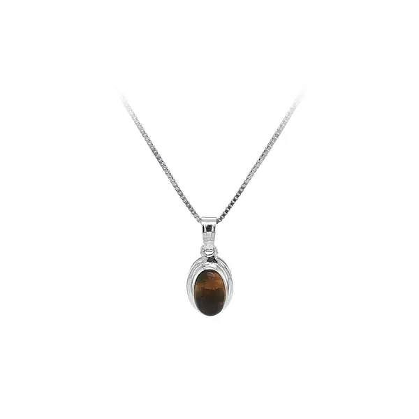 Anhänger mit Tigerauge in Weißgold