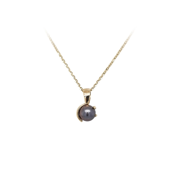 Gold Anhänger Schwarz Perle