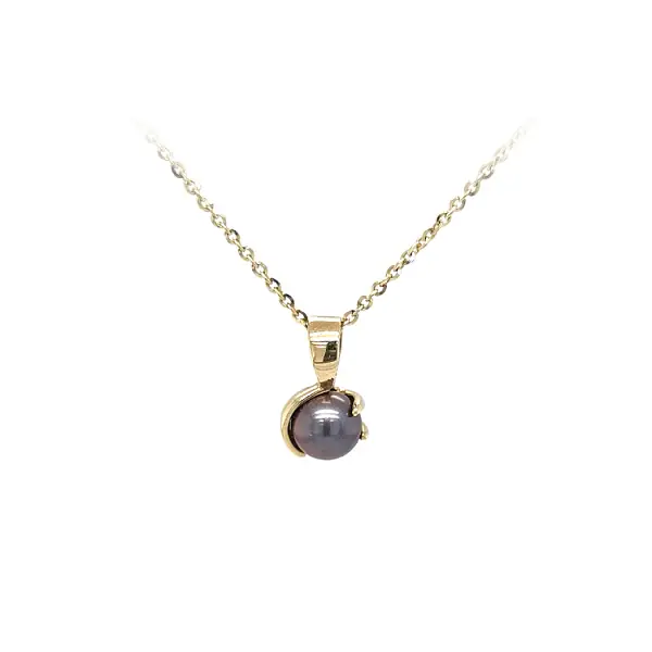 Gold Anhänger Schwarz Perle