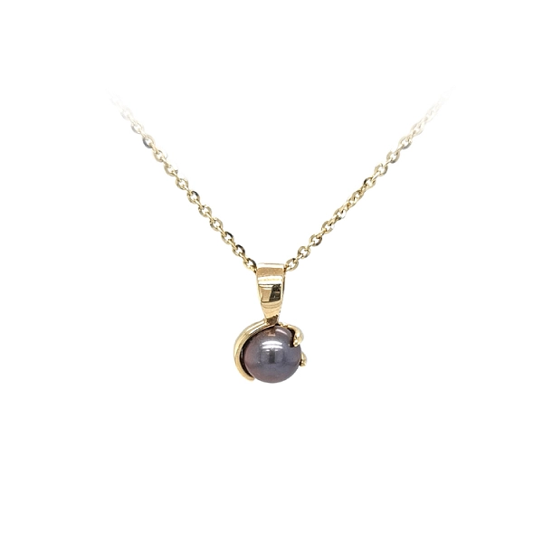 Gold Anhänger Schwarz Perle