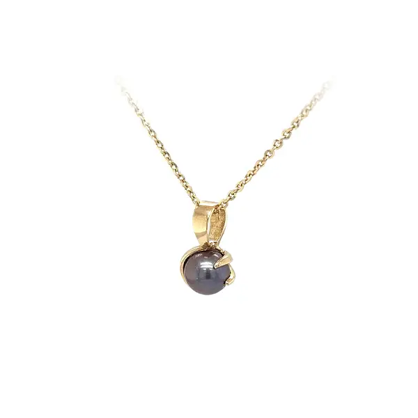 Gold Anhänger Schwarz Perle