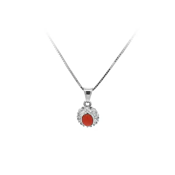 Anhänger mit Koralle aus Weißgold