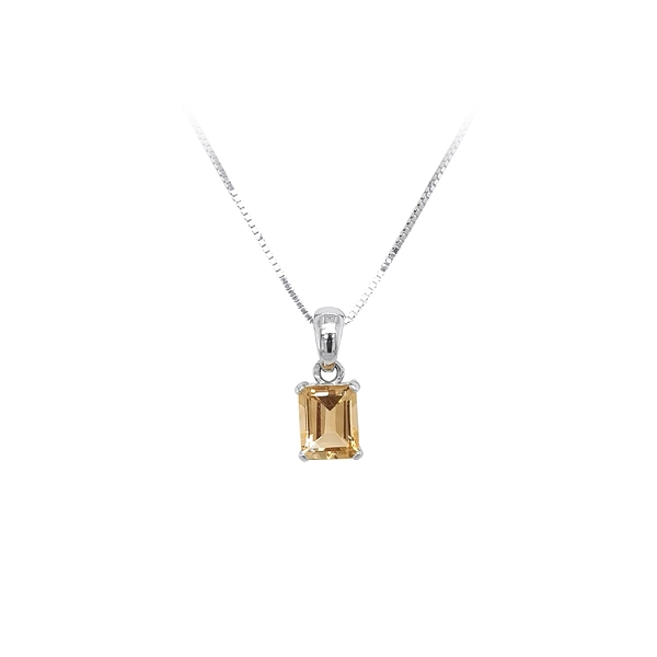 Anhänger mit gelbem Stein aus Weißgold