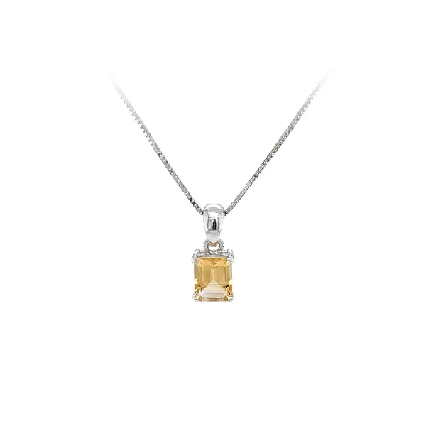 Anhänger mit gelbem Stein aus Weißgold