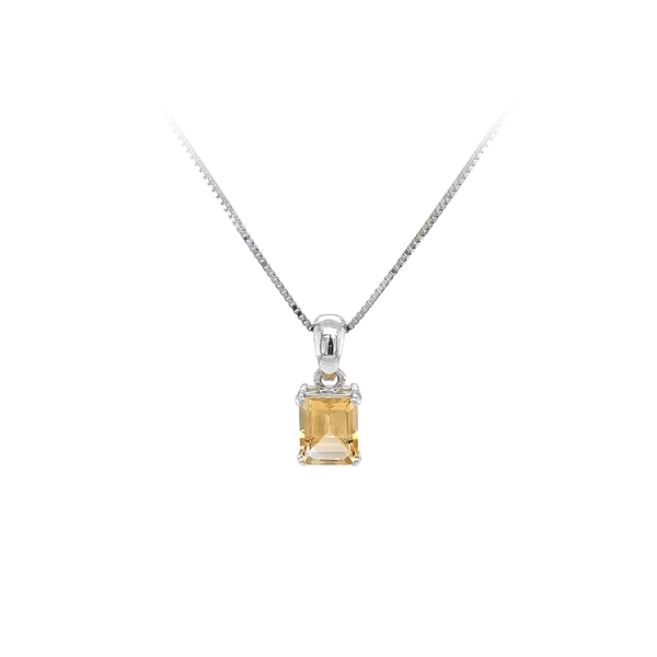 Anhänger mit gelbem Stein aus Weißgold