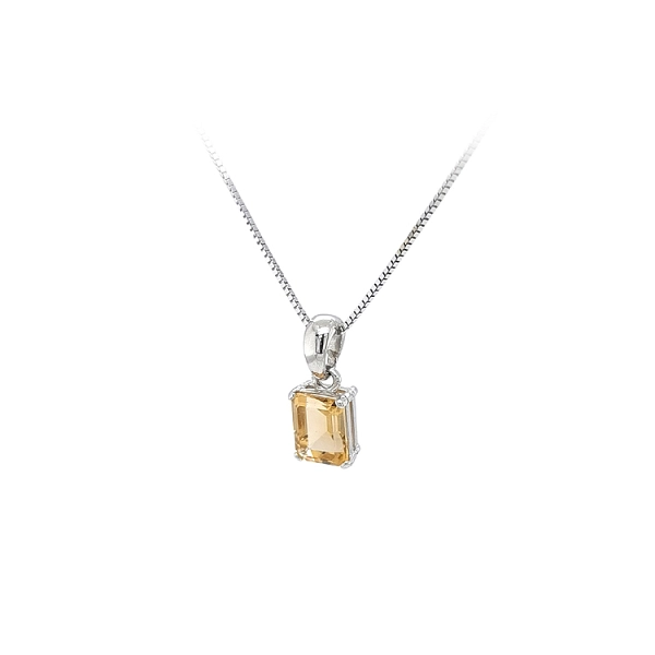 Anhänger mit gelbem Stein aus Weißgold