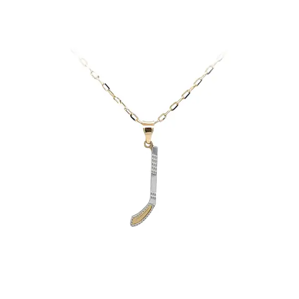 Anhänger Hockeyschläger aus Kombinationsgold