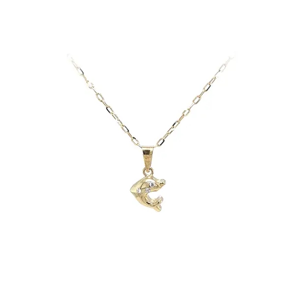Goldener Delphin-Anhänger mit Zirkonen