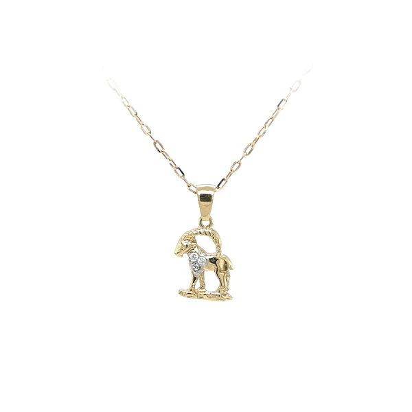 Gold-Anhänger Zeichen des Steinbocks mit Zirkonen
