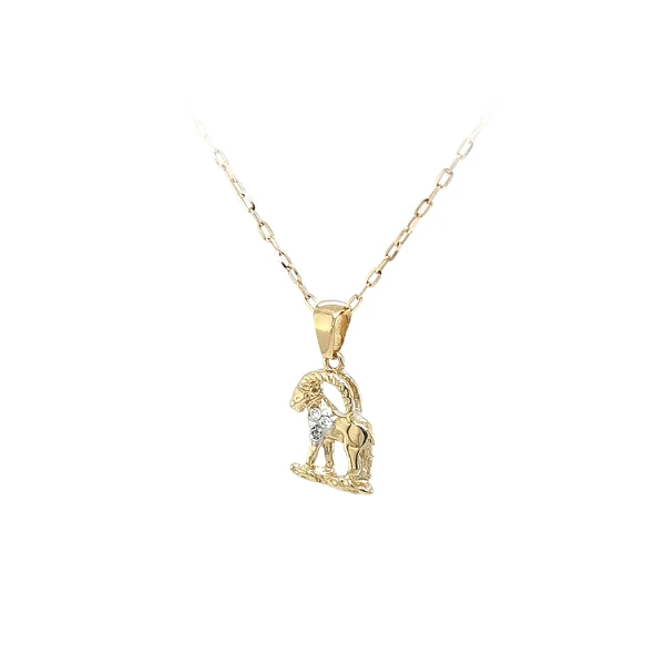Gold-Anhänger Zeichen des Steinbocks mit Zirkonen