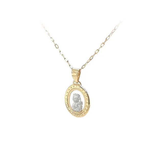 Anhänger mit Jungfrau Maria und Jesus Christus aus kombiniertem Gold