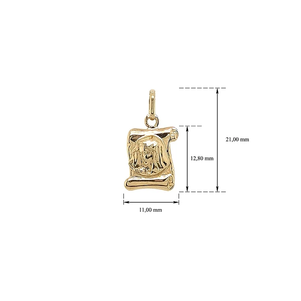 Anhänger mit feinem Relief der Jungfrau Maria auf goldenem Pergament