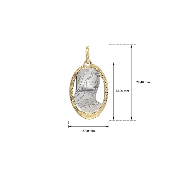 Medaillon der Jungfrau Maria - Eleganz aus kombiniertem Gold