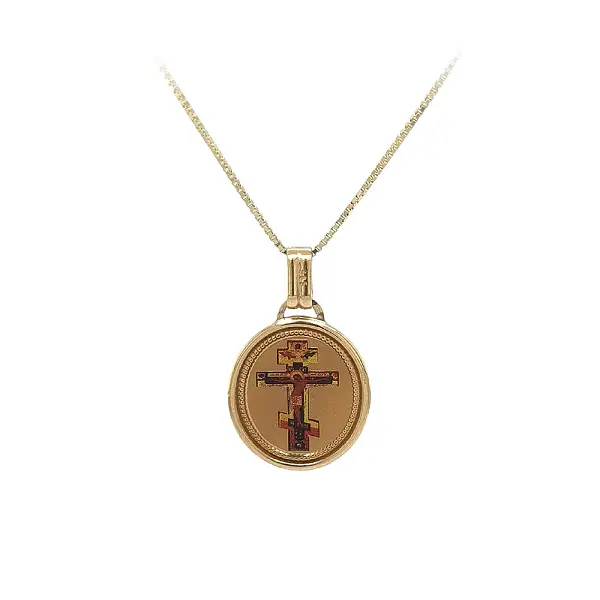 Elegantes Medaillon mit orthodoxem Kreuz in Gold