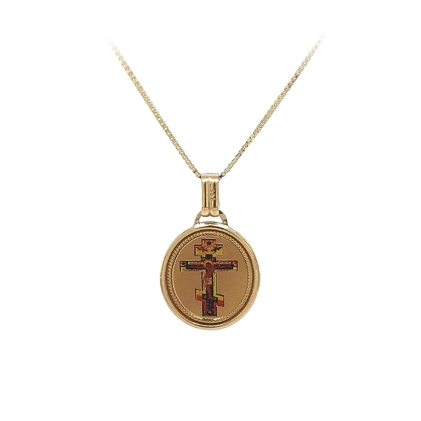 Elegantes Medaillon mit orthodoxem Kreuz in Gold