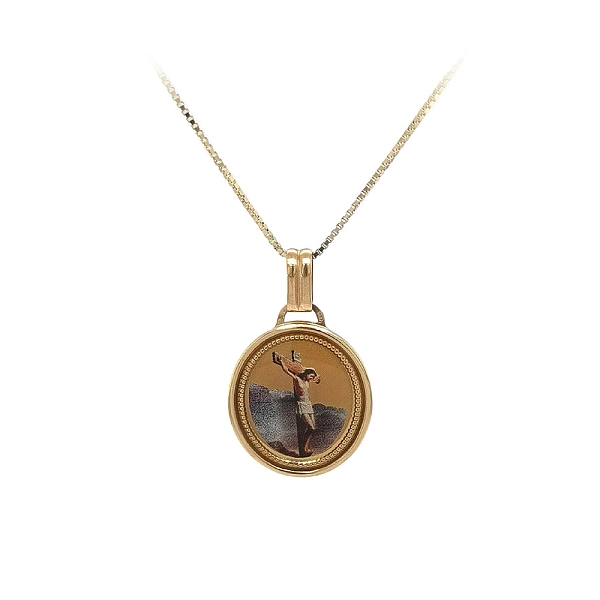Medaillon aus poliertem Gelbgold mit Christus am Kreuz