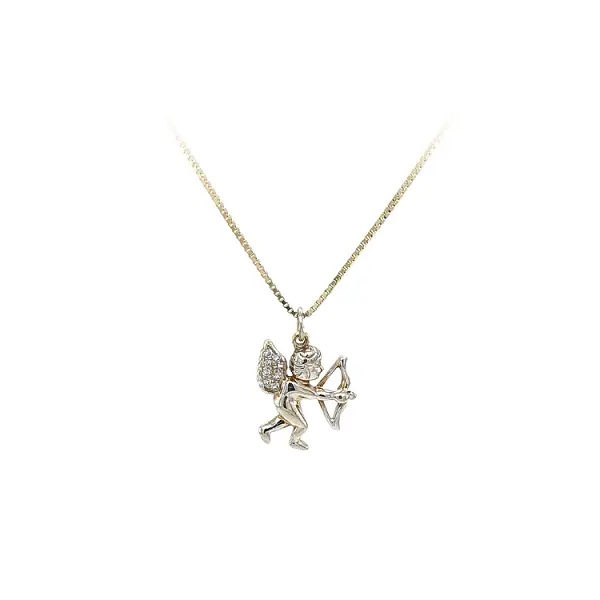 Anhänger Engel mit Zirkonen aus Kombiniertem Gold