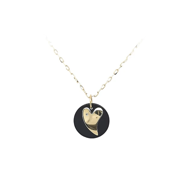 Gold-Anhänger Herz mit Onyx