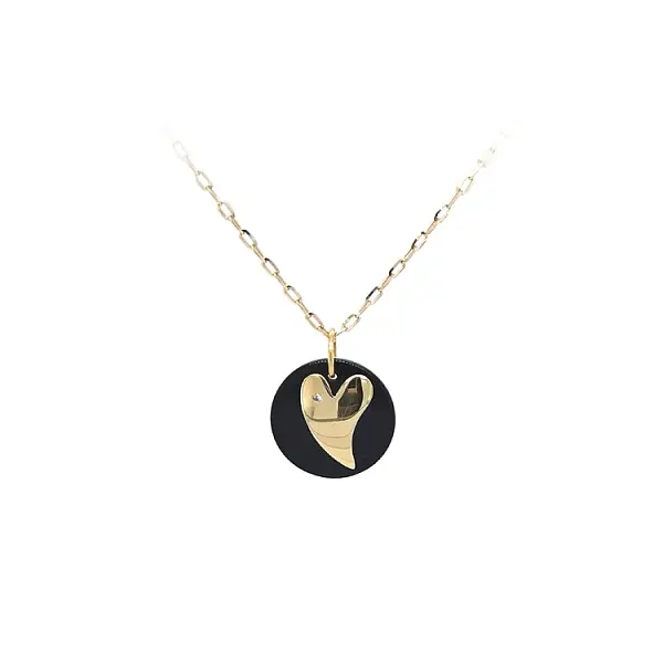 Gold-Anhänger Herz mit Onyx