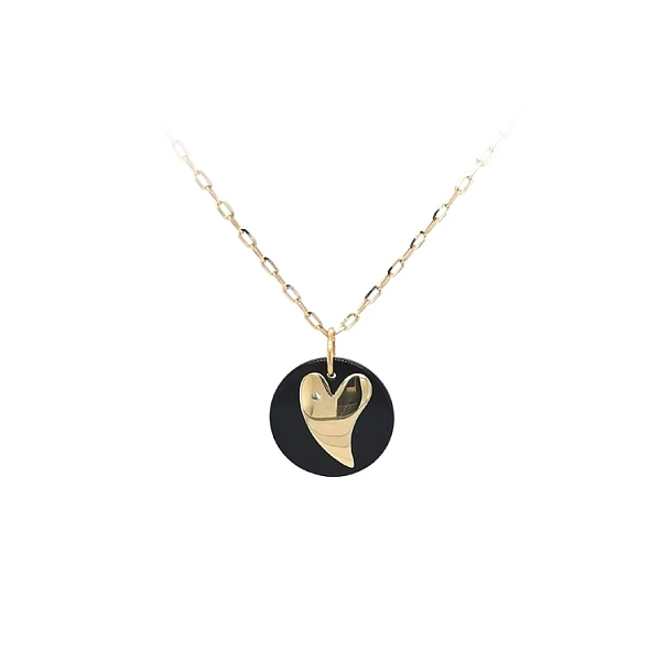 Gold-Anhänger Herz mit Onyx