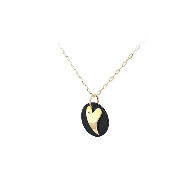 Gold-Anhänger Herz mit Onyx